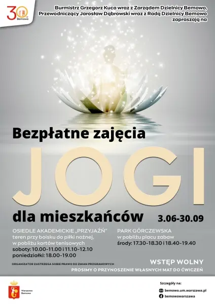  Zajęcia jogi dla mieszkańców Bemowa [godz. 17:30 i 18:40]