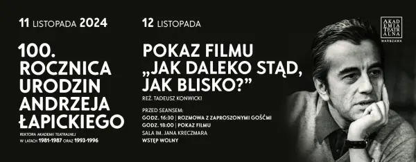  Pokaz filmu ,,Jak daleko stÄd, jak blisko” na 100. rocznicÄ urodzin Andrzeja Ĺapickiego